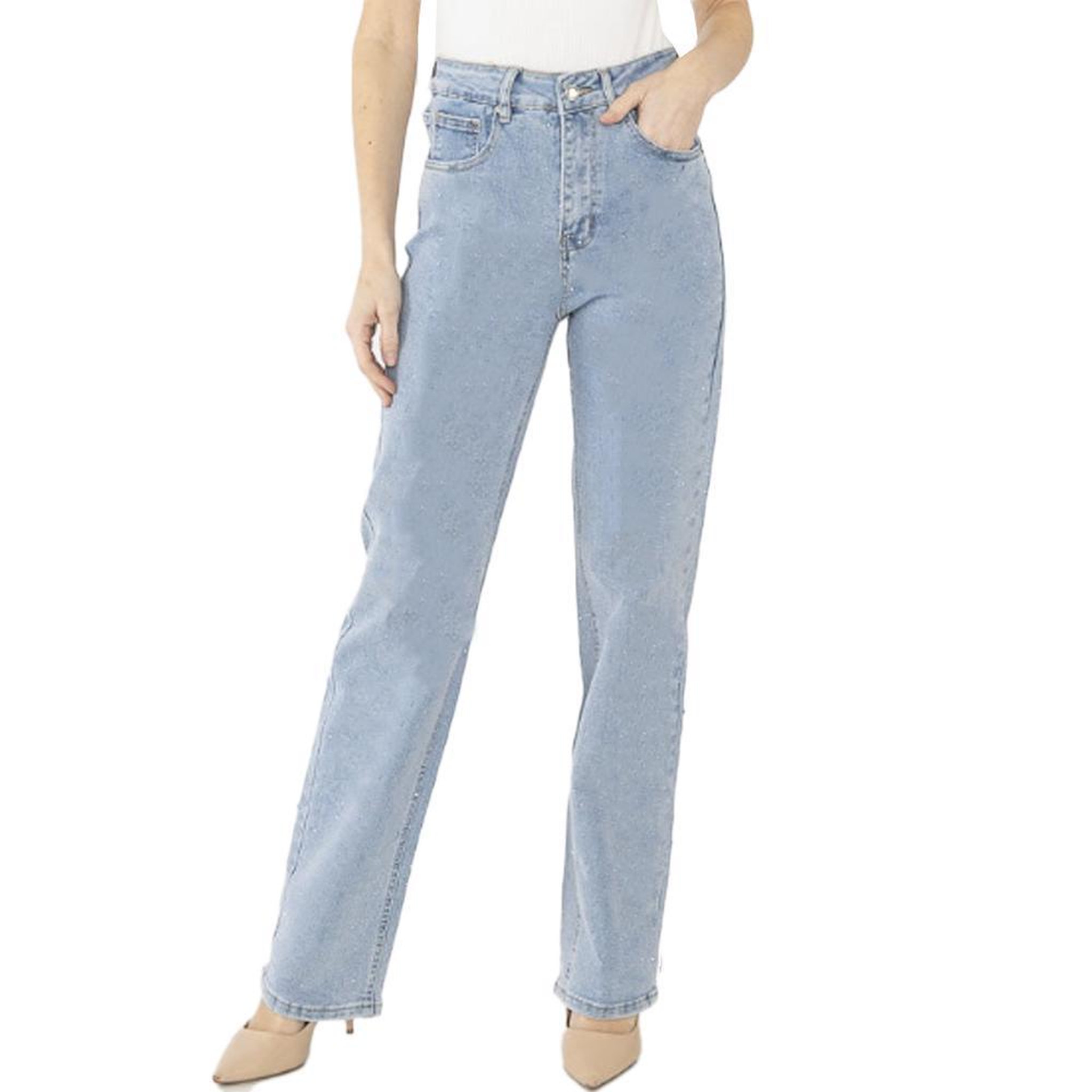 Voir la diapositive 1 : MONDAY PREMIUM Jean Fluide Droit bleu Clair Femme Monday Premium 3132