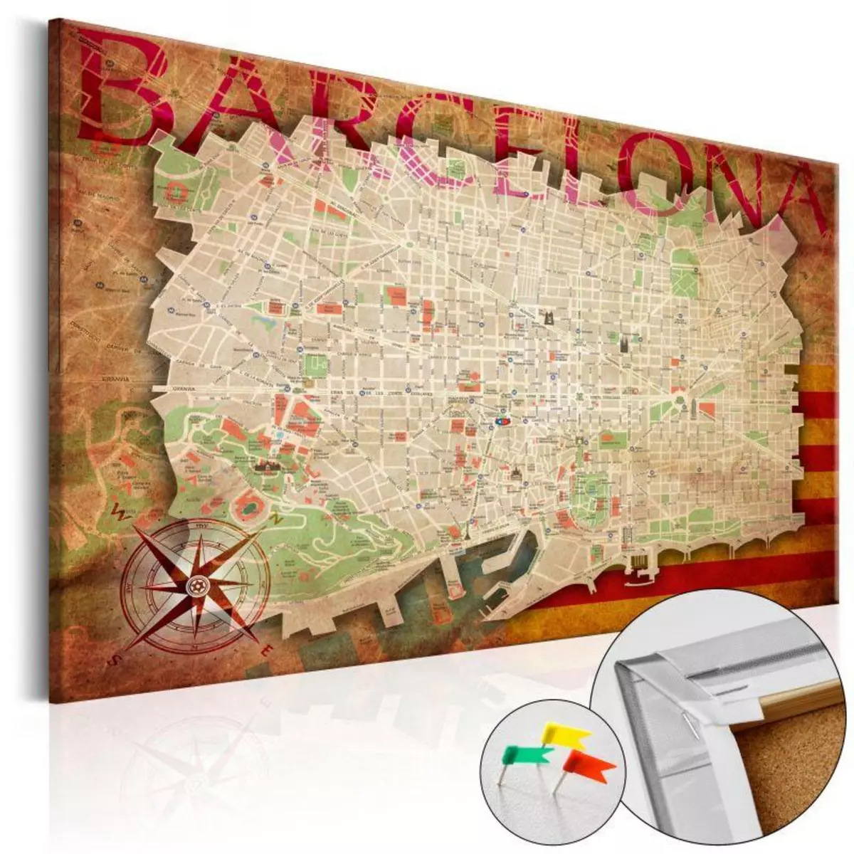 Paris Prix Tableau en Liège  Carte du Monde - Map of Barcelona 
