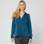 Voir la diapositive 1 : IN EXTENSO Chemise en satin vert émeraude femme