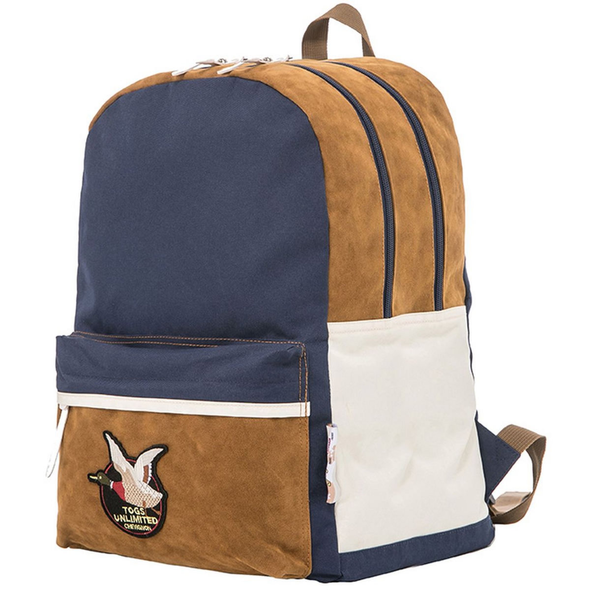 CHEVIGNON Sac à dos 2 compartiments bleu et camel