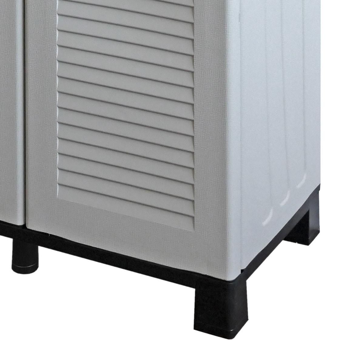 ART PLAST Cache Poubelles de tri Selectif 2 Sacs - Armoire Recyclage 68 x 37 x 90 cm Gris Clair 2 Portes 4 pieds ART PLAST