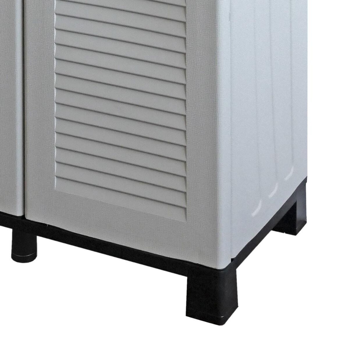 ART PLAST Cache Poubelles de tri Selectif 2 Sacs - Armoire Recyclage 68 x 37 x 90 cm Gris Clair 2 Portes 4 pieds ART PLAST