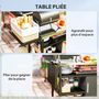 Voir la diapositive 4 : OUTSUNNY Desserte extérieure - desserte de jardin - 3 étagères, tablette rabattable, porte, plateau acier inox. housse