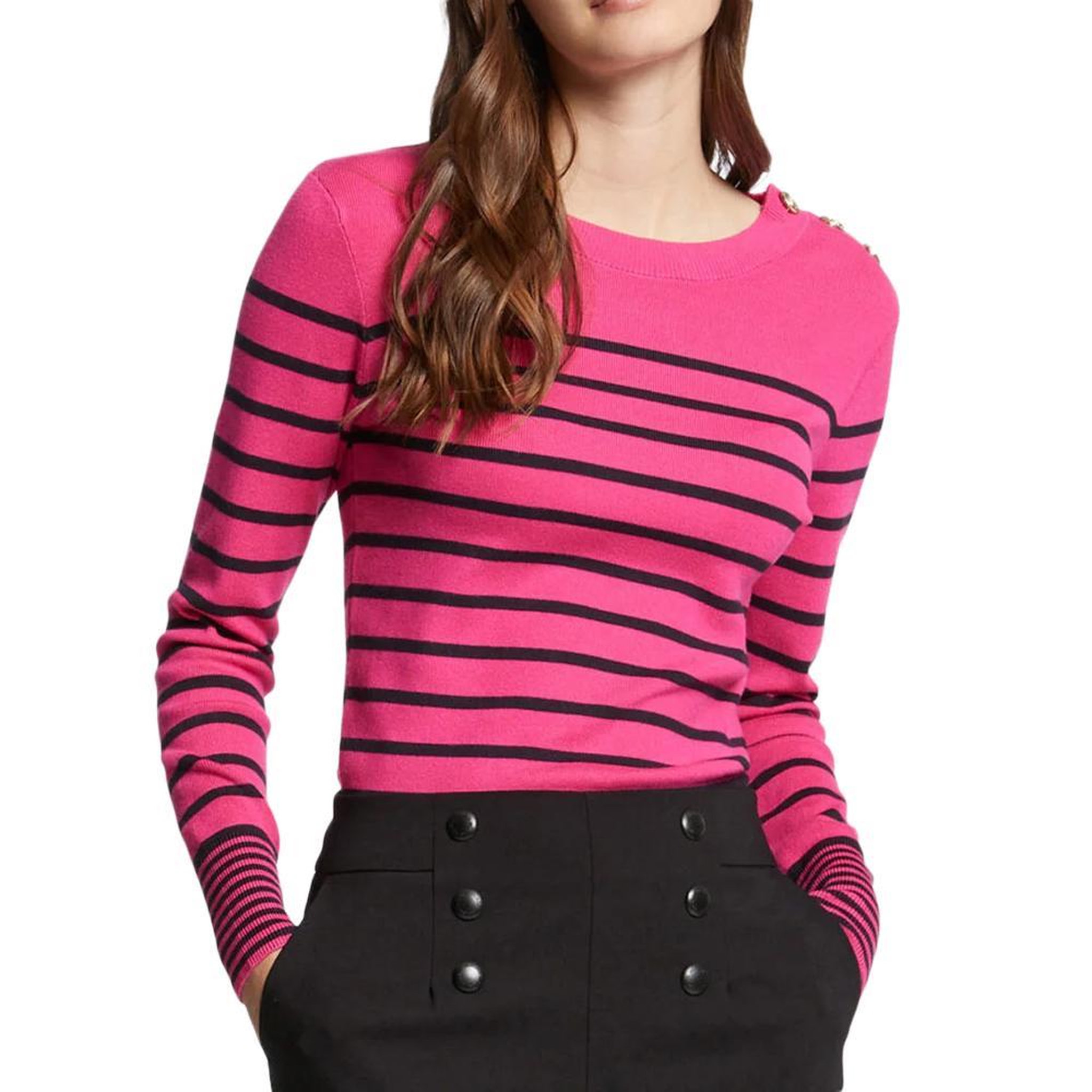 MORGAN Pull Noir/Rose Femme Morgan Jauge. Coloris disponibles : Rose