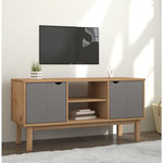 VIDAXL Meuble TV OTTA Marron et gris 113,5x43x57 cm Bois massif pin