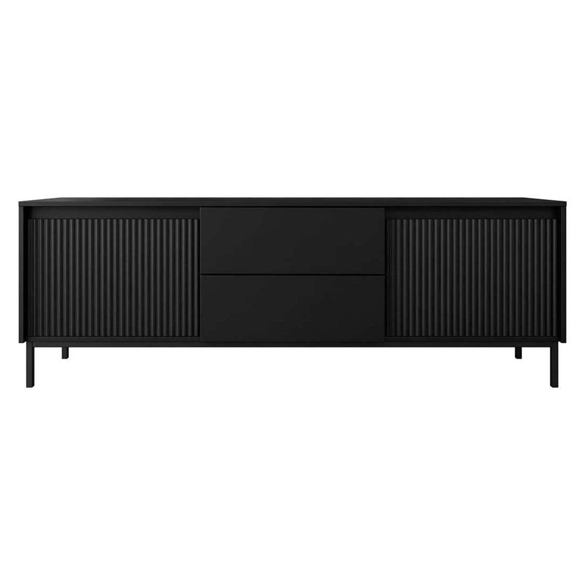 BEST MOBILIER Girona - meuble tv - noir - 2 portes et 2 tiroirs - 174 cm