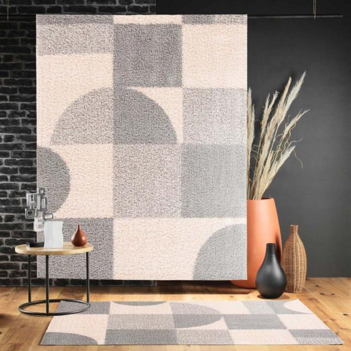 Paris Prix Tapis Déco  Tyler  60x110cm Naturel & Gris