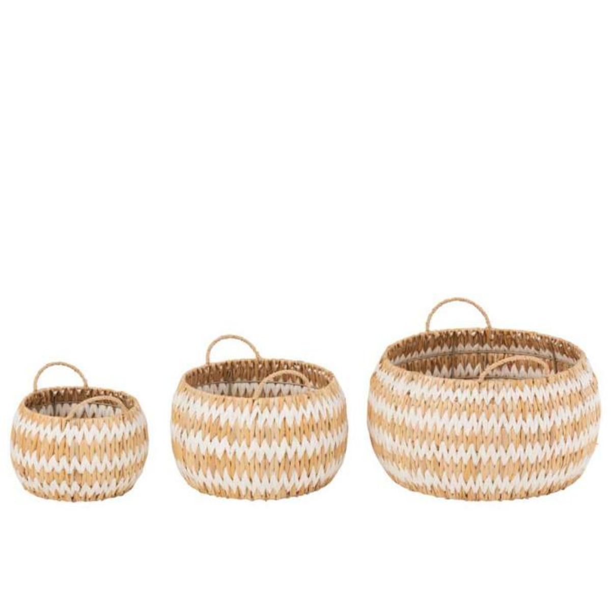 Paris Prix Lot de 3 Paniers Déco  Lys Ronds  35cm Naturel