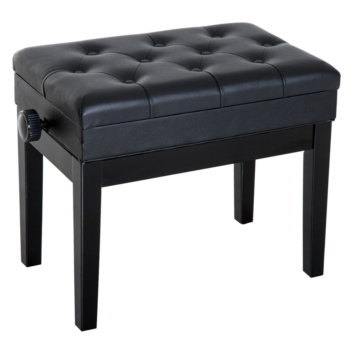 HOMCOM HOMCOM Banquette tabouret siège pour piano hauteur réglable 55L x 33l x 48-58H cm coffre de rangement interne assise revêtement synthétique capitonné bois noir