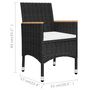 Voir la diapositive 6 : VIDAXL Ensemble de bistro 3 pcs Resine tressee et verre trempe Noir