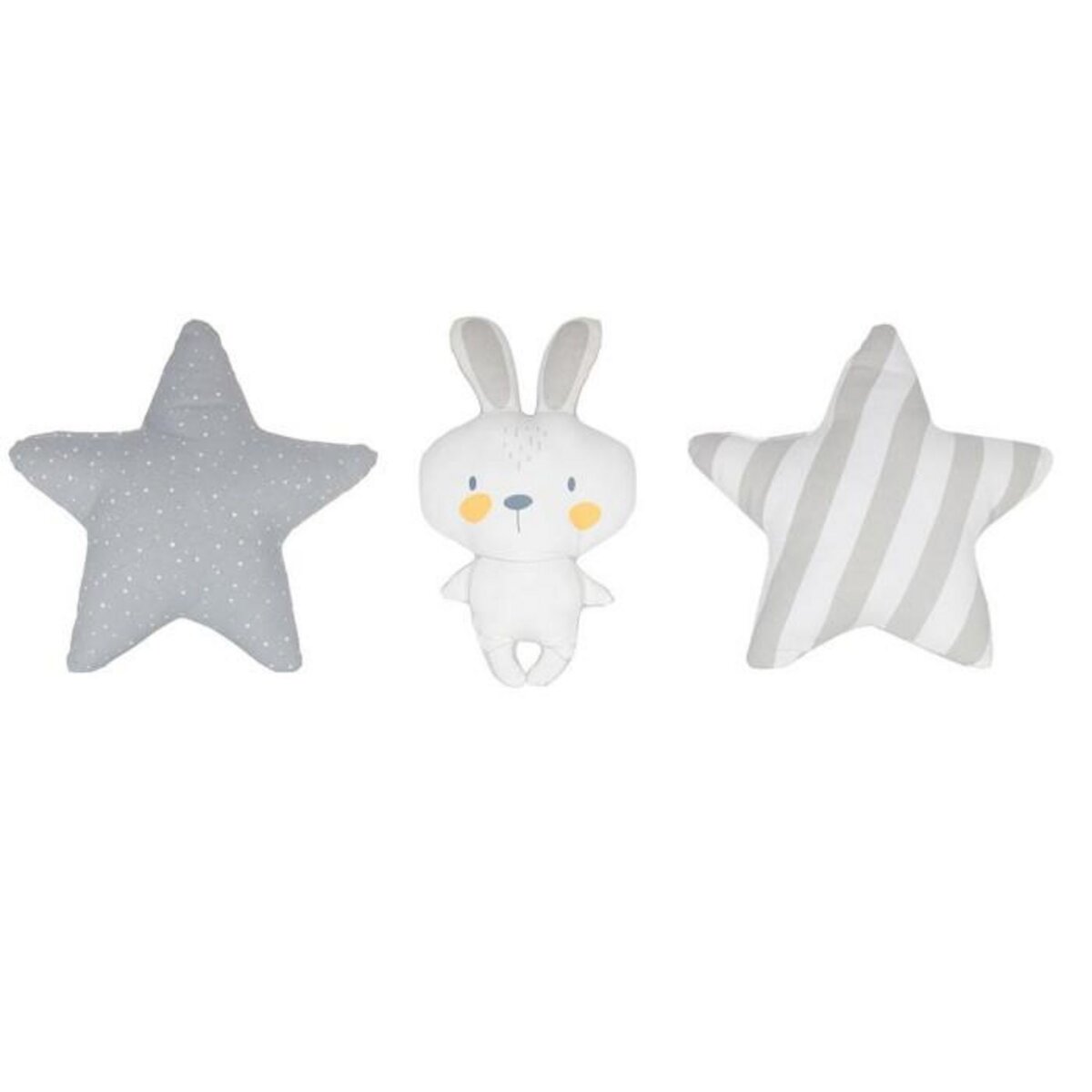 Paris Prix Lot de 3 Coussins Enfant  Étoiles & Lapin  28cm Blanc