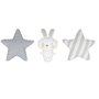 Voir la diapositive 1 : Paris Prix Lot de 3 Coussins Enfant  Étoiles & Lapin  28cm Blanc