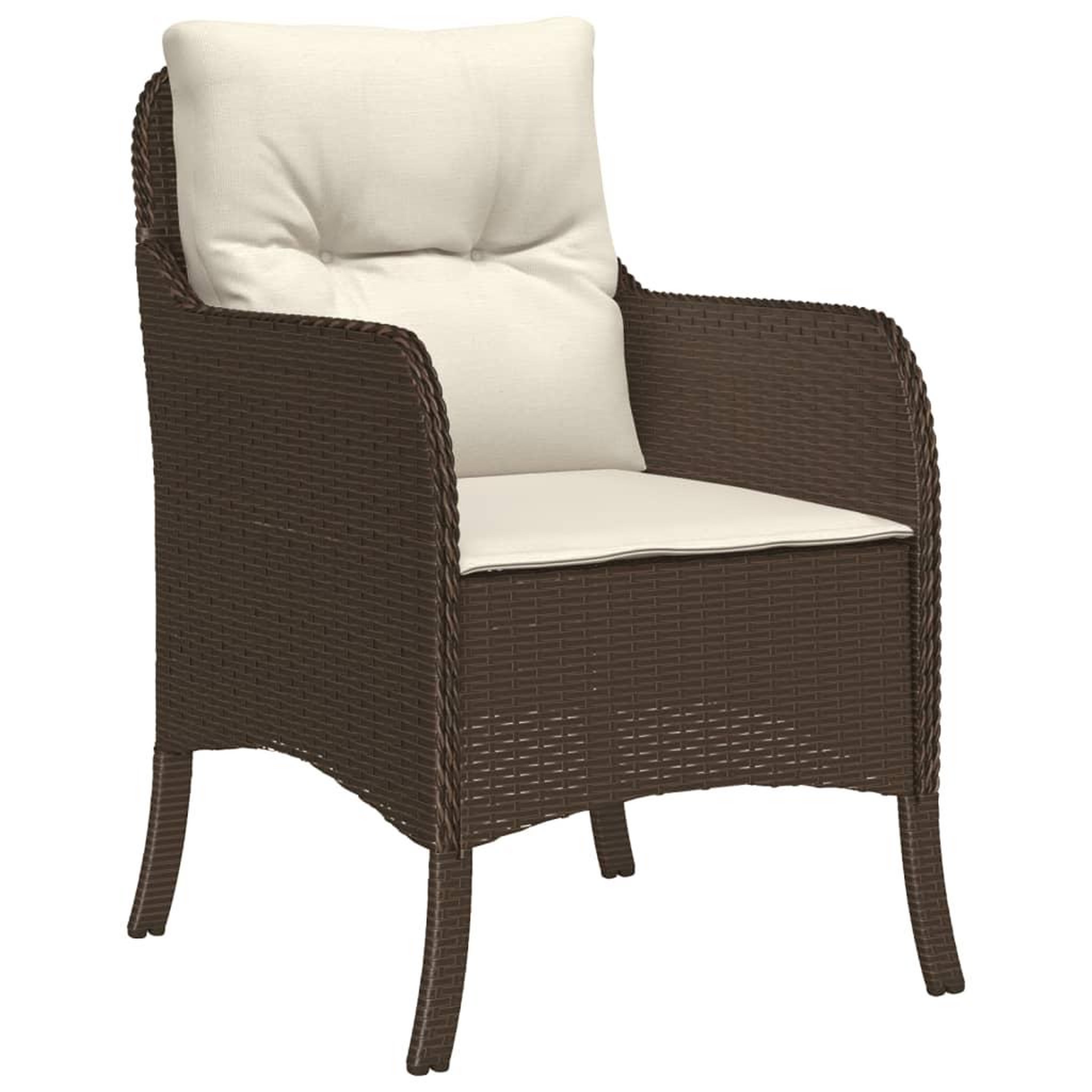 Voir la diapositive 4 : VIDAXL Ensemble a manger de jardin 5 pcs et coussins marron poly rotin