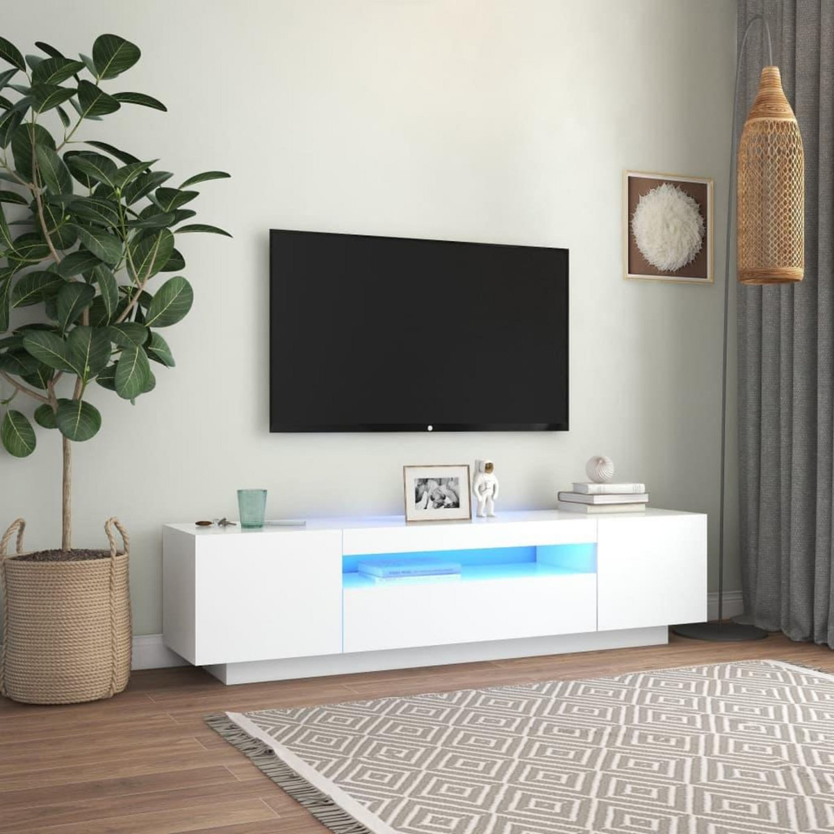 VIDAXL Meuble TV avec lumieres LED blanc 160x35x40 cm
