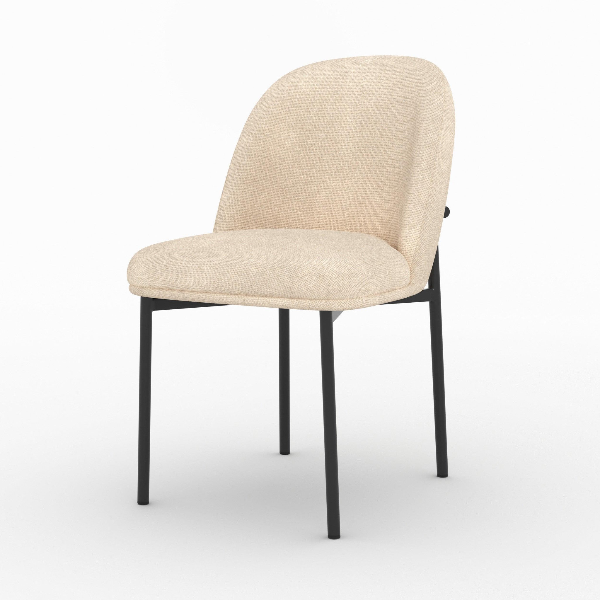 Voir la diapositive 3 : MAISON PAVANE Lot de 2 chaises en tissu beige et pieds métal noir-noah