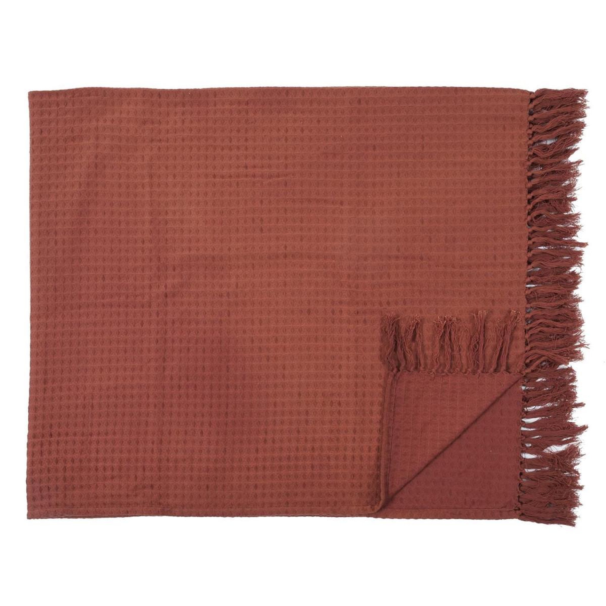 Voir la diapositive 1 : The Home Deco Factory Jeté de canapé  gaufré  130x160cm terracotta
