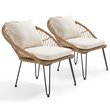 Oviala Lot de 2 fauteuils de jardin avec coussins - Imitation rotin