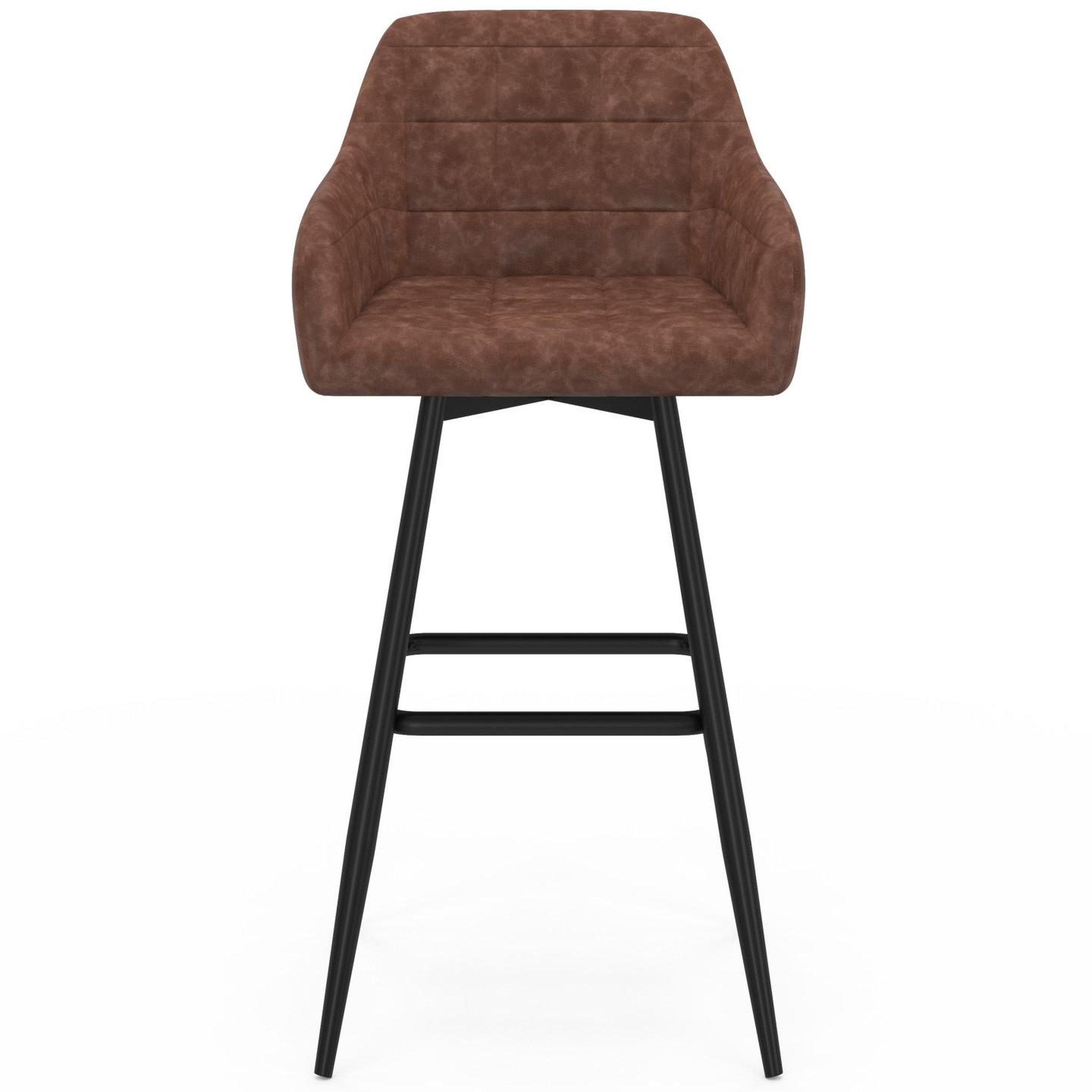 Voir la diapositive 3 : ID MARKET Lot de 4 tabourets de bar mady avec accoudoirs marron vintage