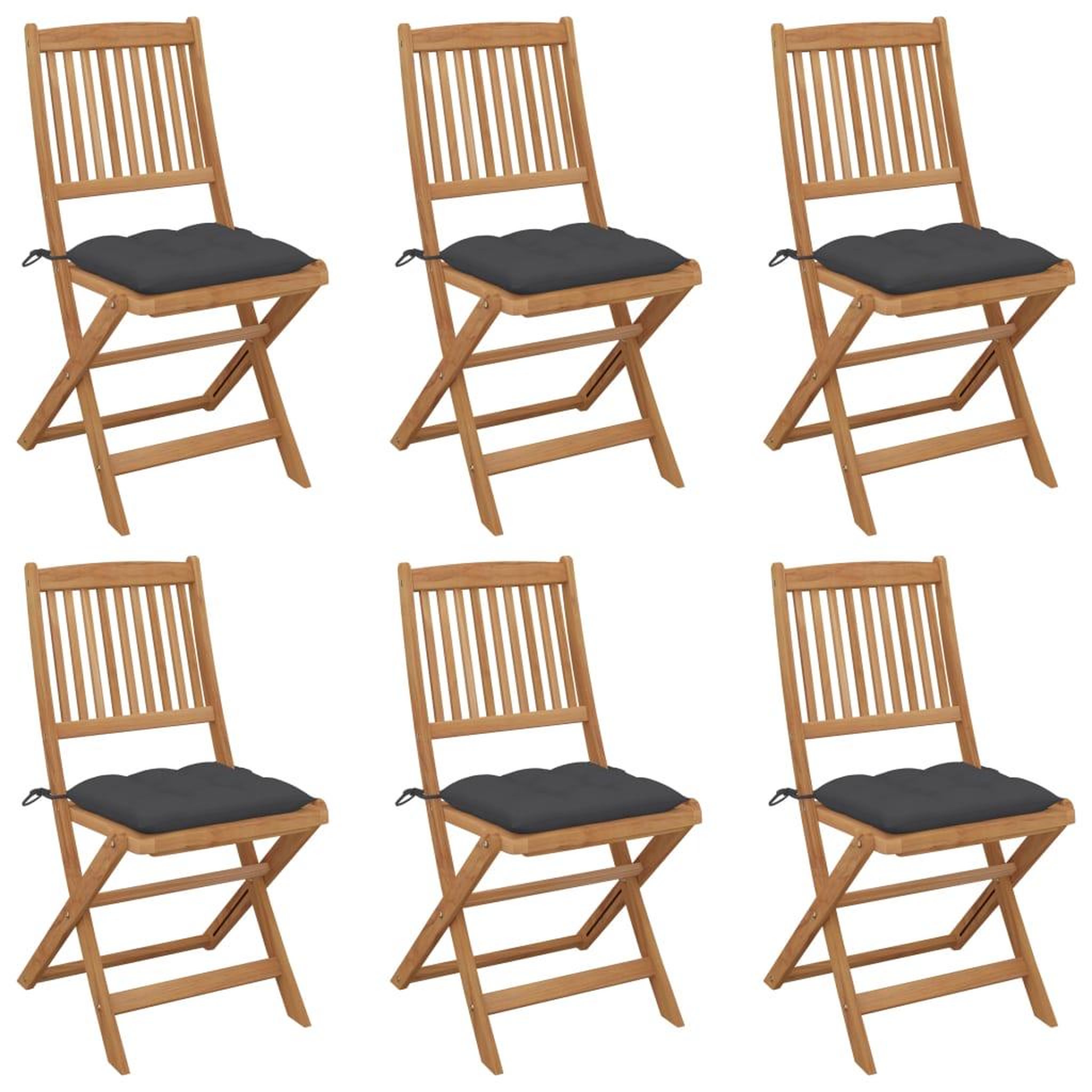 Voir la diapositive 1 : VIDAXL Chaises pliables de jardin lot de 6 avec coussins Bois d'acacia