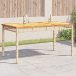VIDAXL Table de jardin beige 140x80x75 cm resine tressee et acacia