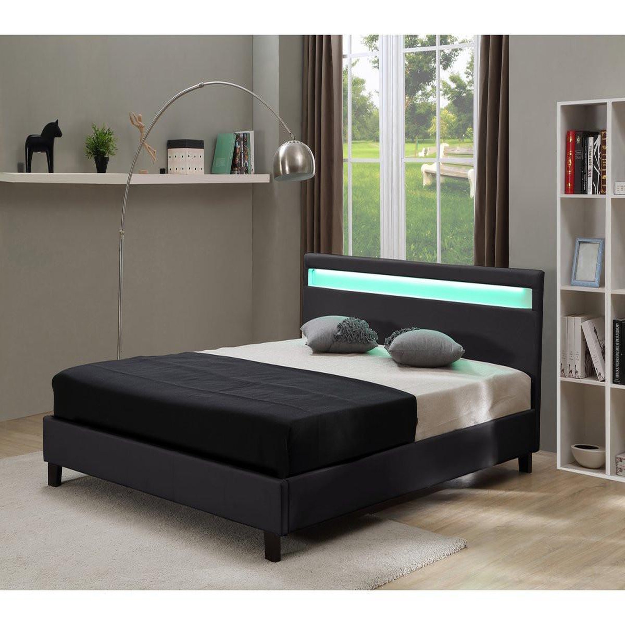 Voir la diapositive 2 : Habitat et Jardin Lit led  maria  - 140 x 190 cm - noir