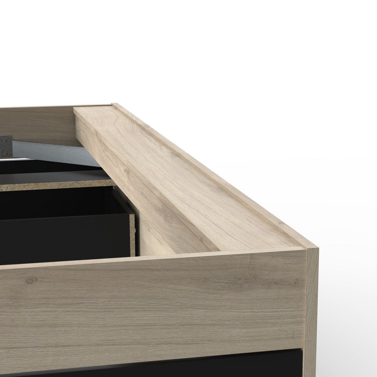 Lit 140x190/200 cm avec rangements 2 tiroirs 2 niches LOREDANA