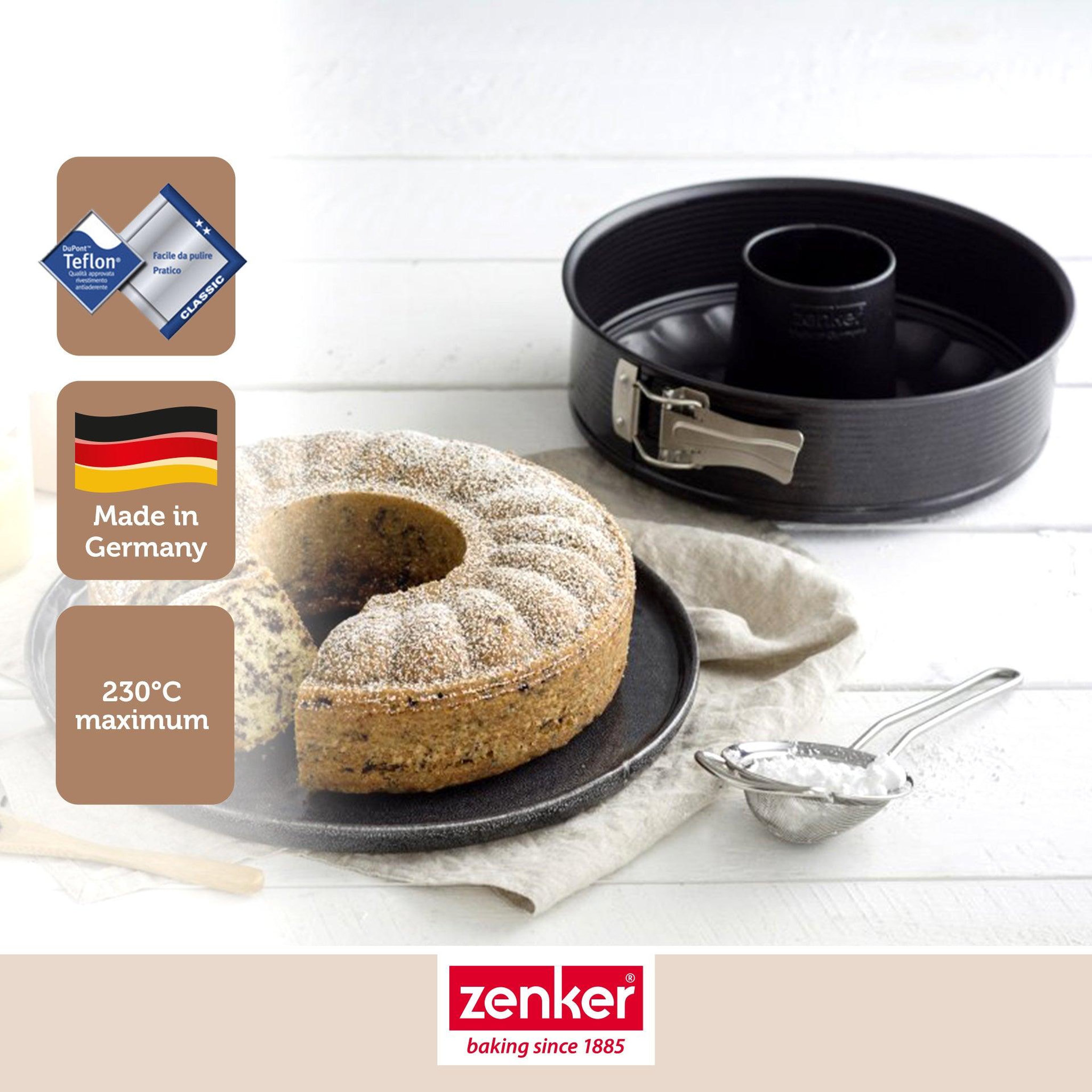 Voir la diapositive 2 : ZENKER Moule à manqué et à savarin double fond 24 cm zenker black metallic