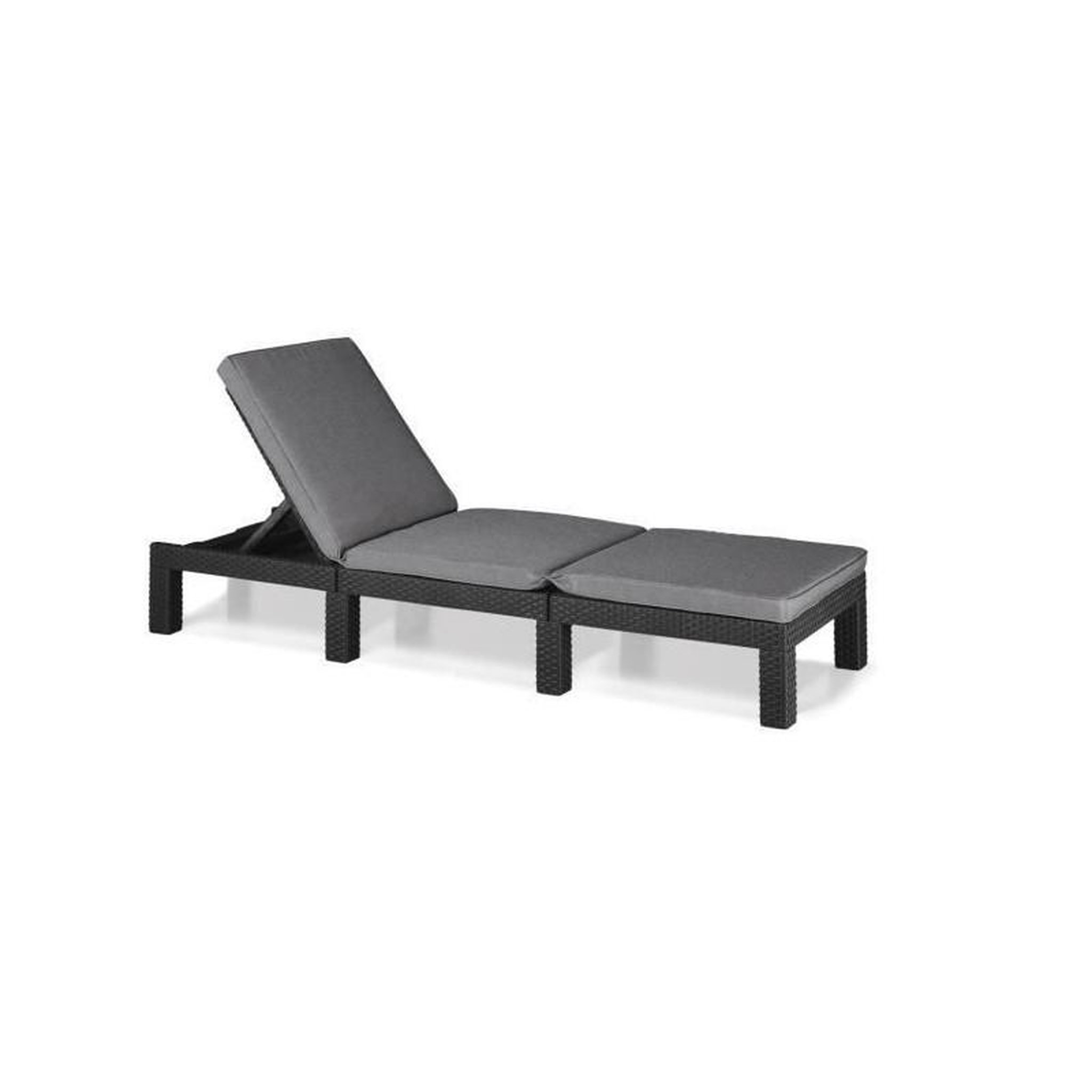 ALLIBERT by KETER Bain de soleil en imitation resine tressee ALLIBERT - 4 positions - Daytona De luxe - Gris graphite