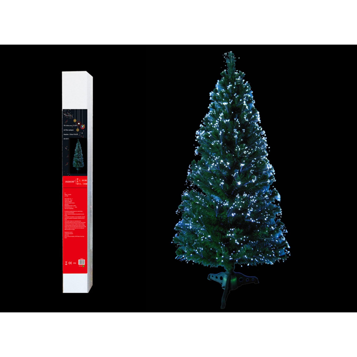 ACTUEL Sapin de Noel artificiel fibre optique blanc 180 cm