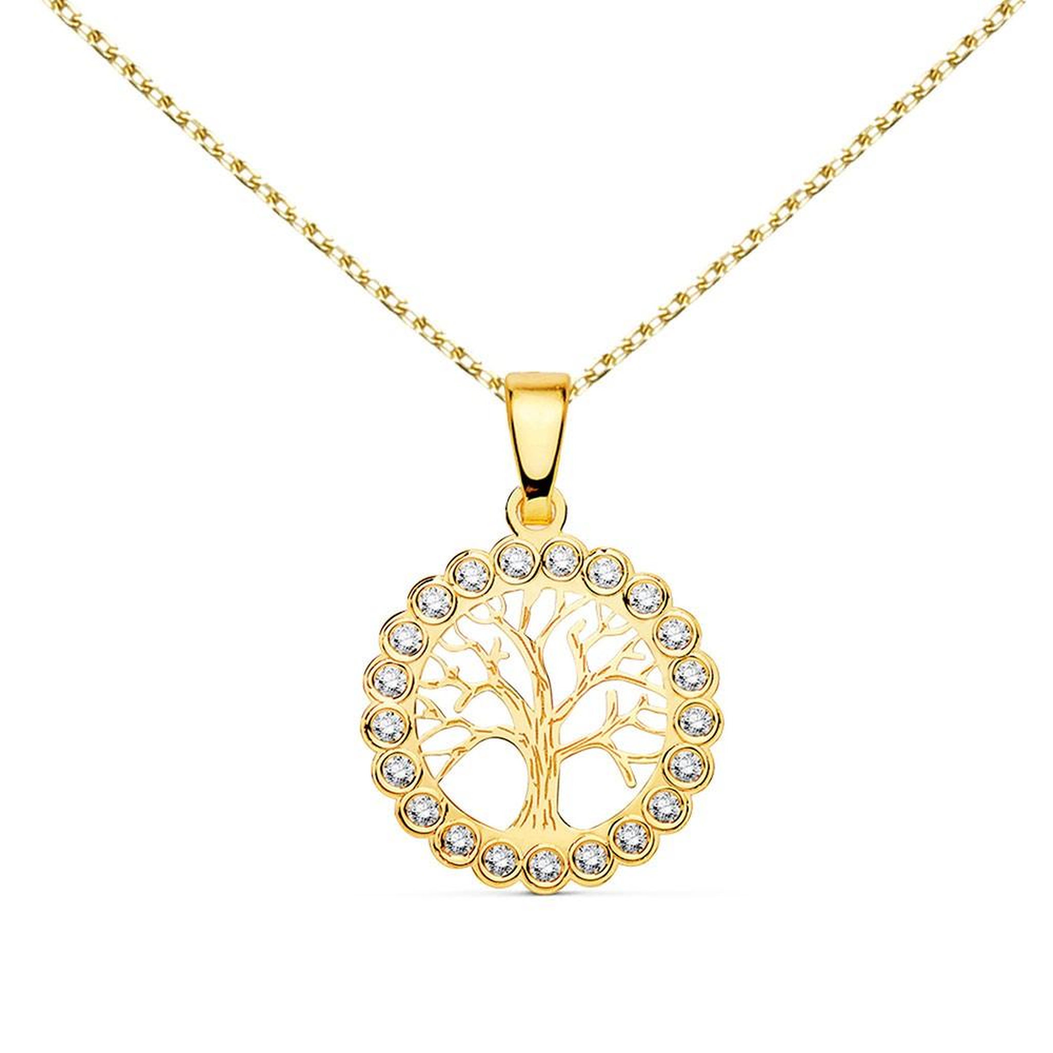 L'ATELIER D'AZUR Collier - Pendentif Or 18 Carats 750/000 Arbre de Vie - Chaine Dorée