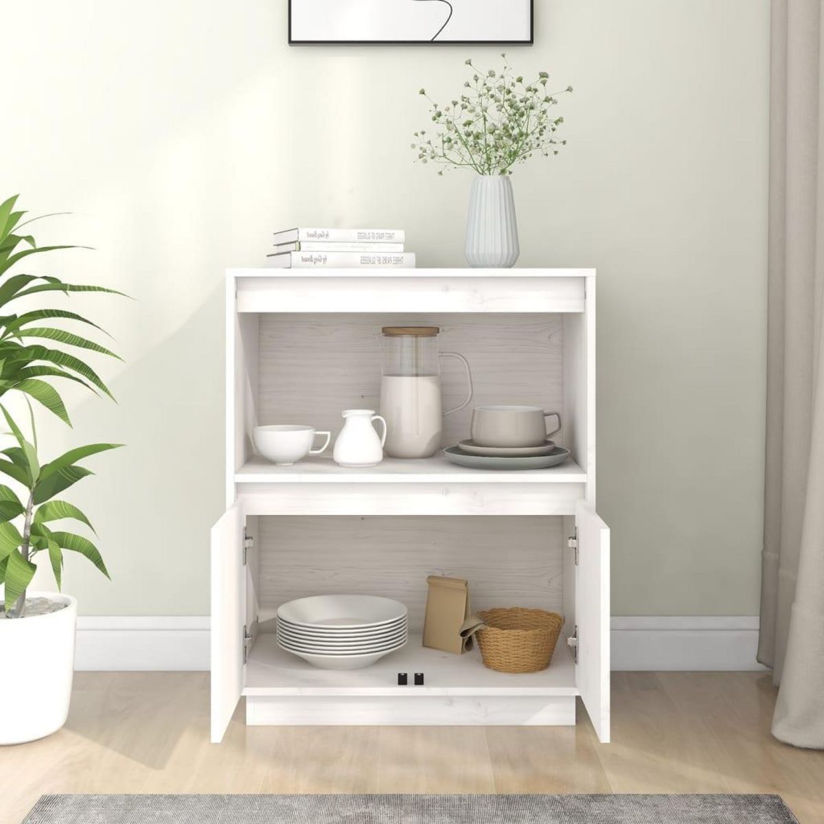 VIDAXL Buffet Blanc 60x34x75 cm Bois massif de pin