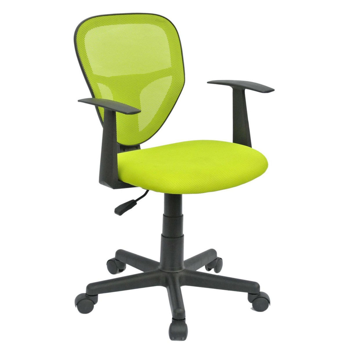 IDIMEX Chaise de bureau pour enfant STUDIO fauteuil pivotant et ergonomique avec accoudoirs, siège à roulettes hauteur réglable, mesh vert