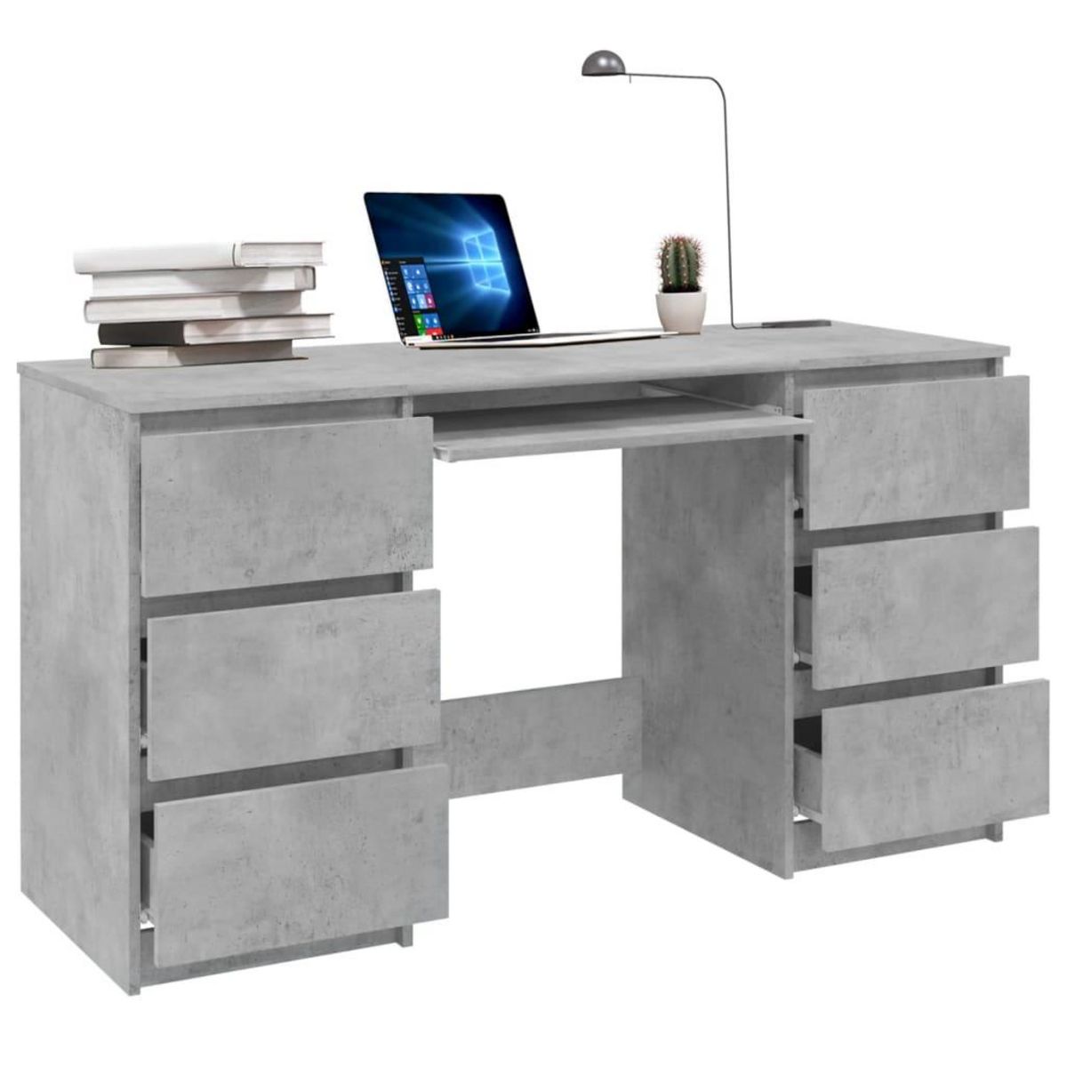 VIDAXL Bureau Gris beton 140x50x77 cm Bois d'ingenierie