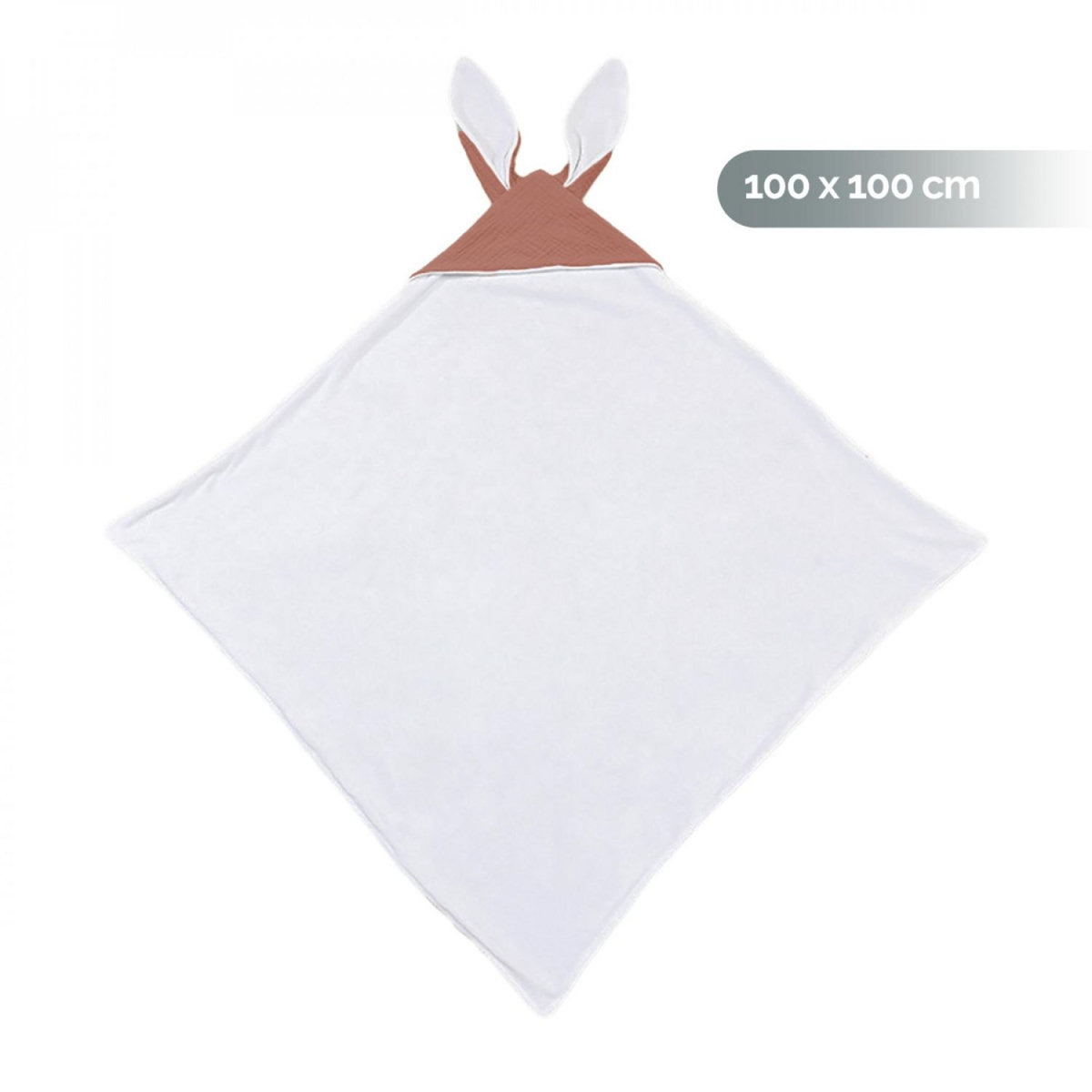 Monsieur Bébé Cape, sortie de bain pour bébé intérieur 100 % coton - 100 x 100 cm - Lapin - Vieux rose