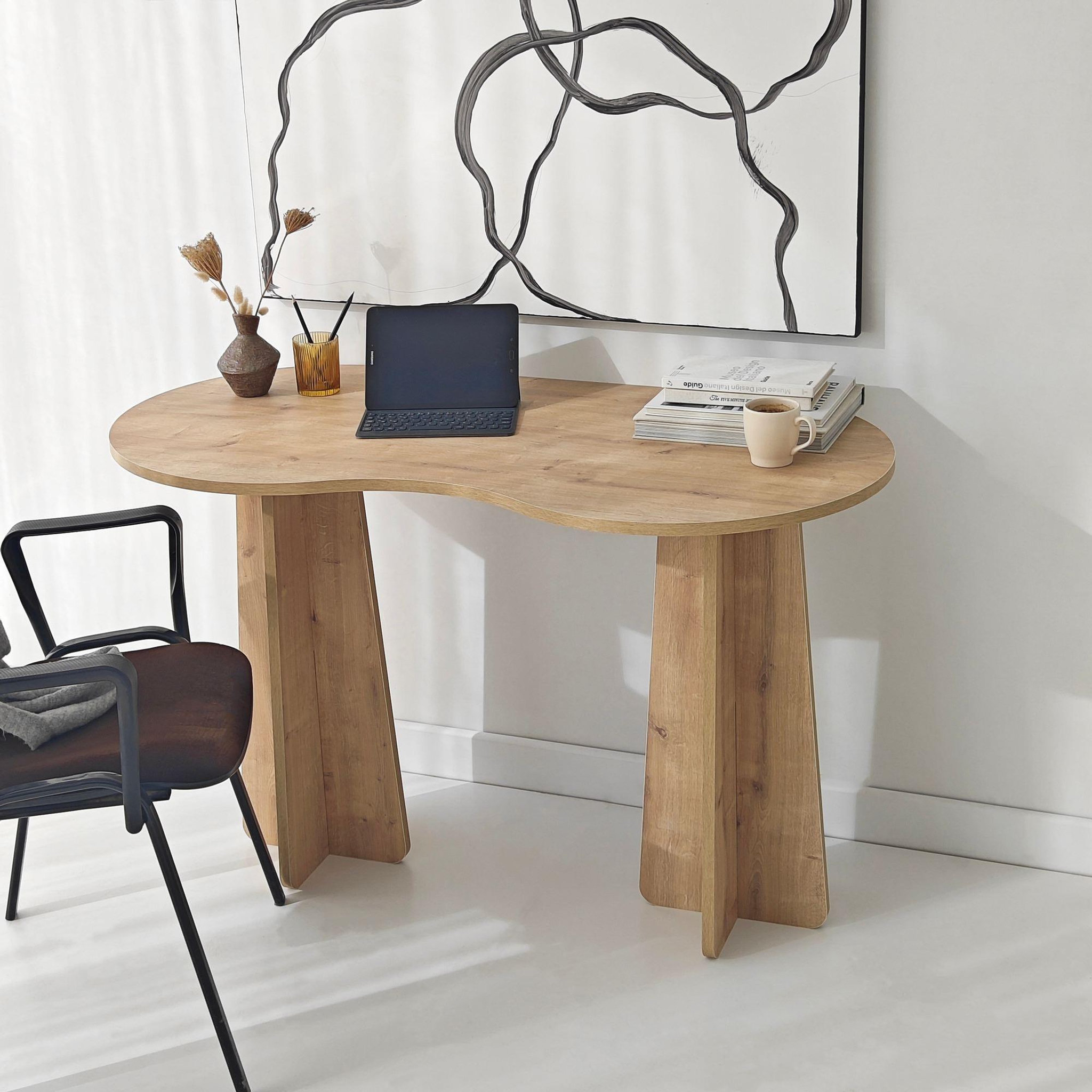 Voir la diapositive 3 : Habitat et Jardin Bureau en bois  infini  120 x 60 x 75 cm - chêne saphir