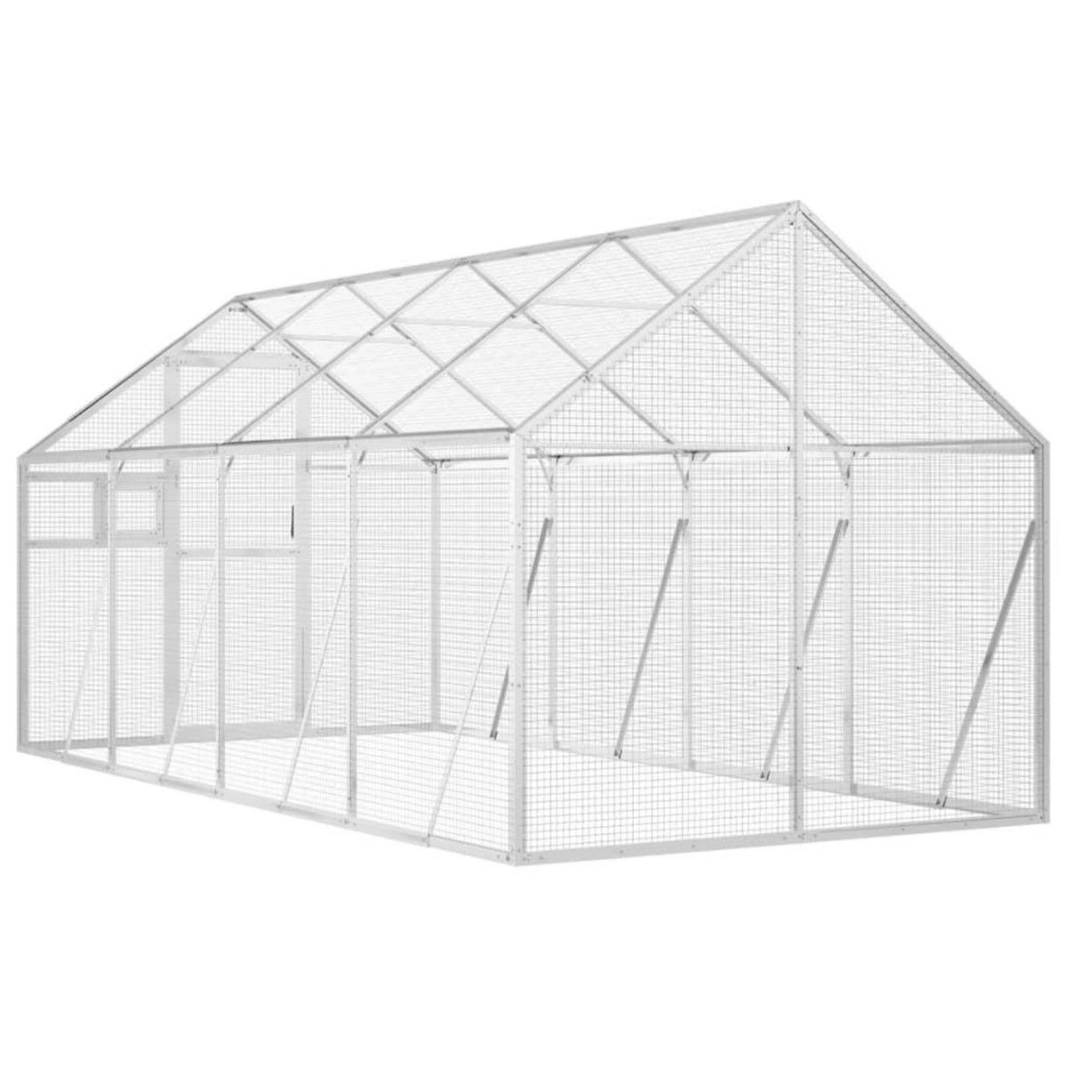 VIDAXL Voliere argente 1,79x4x1,85 m aluminium
