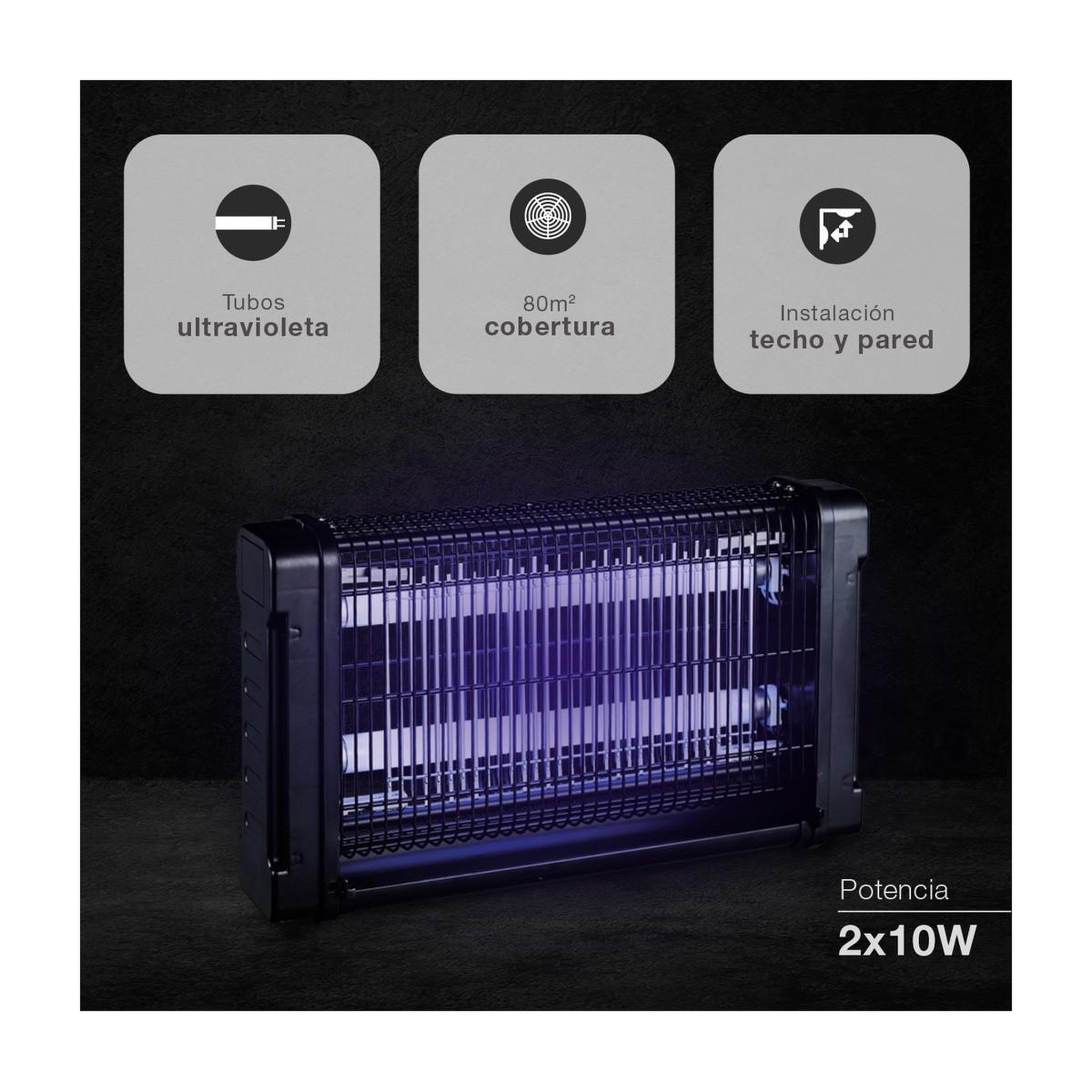 Voir la diapositive 4 : INTEC Lampe Anti Moustique Néon UV 20W Intérieur/Extérieur Piège à Insectes 80m2 Grille Haute Tension Anti Mouches Insectes volants