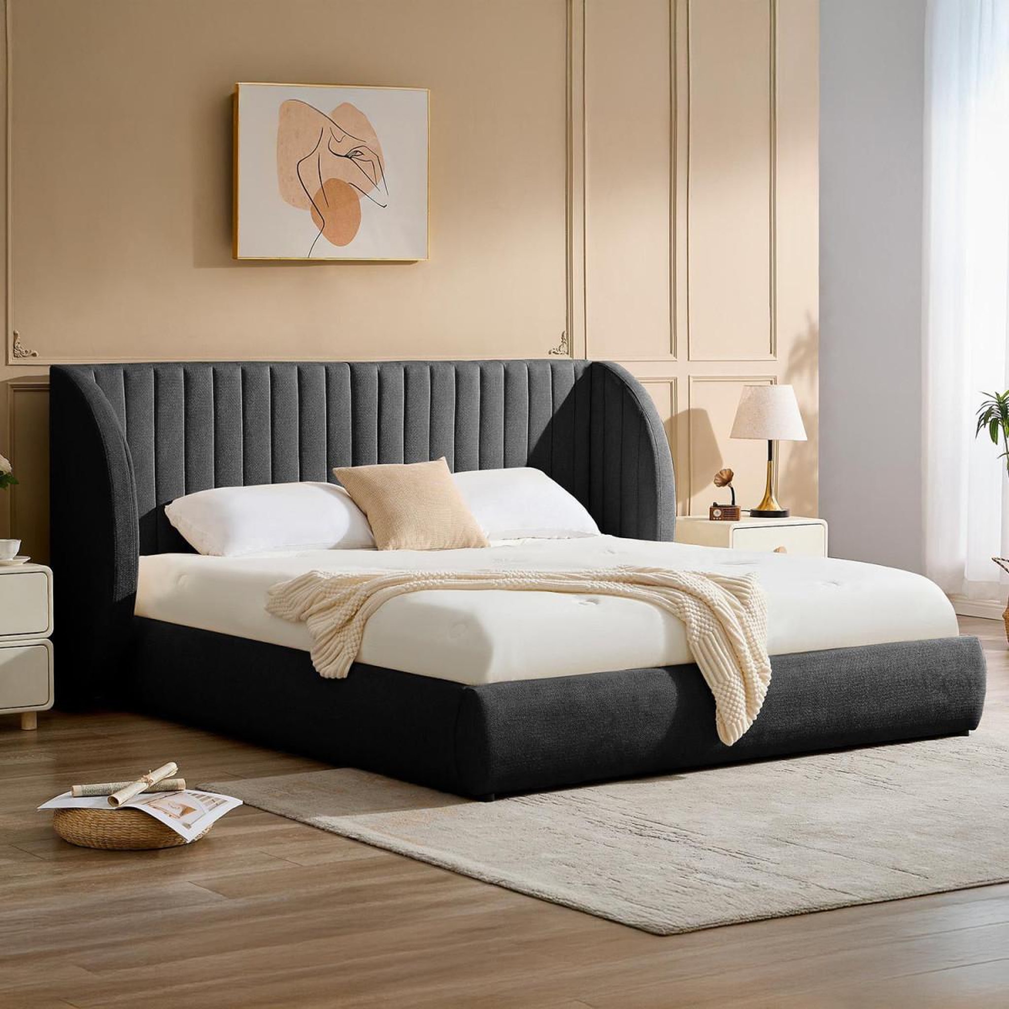 Voir la diapositive 6 : Paris Prix Lit coffre tête de lit modulable  comfy  180x200cm gris foncé