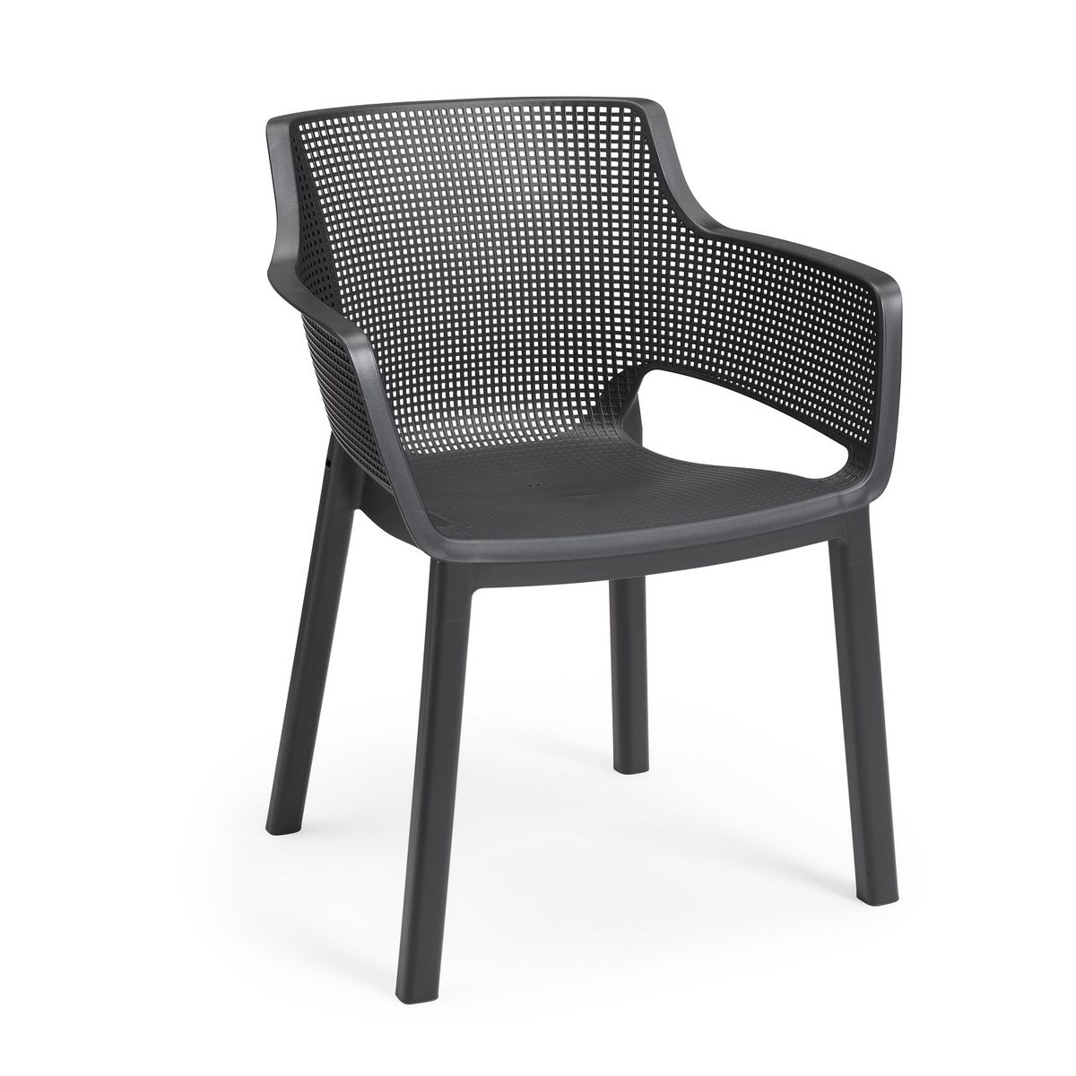 Lot de 6 fauteuils en résine gris anthracite ELISA