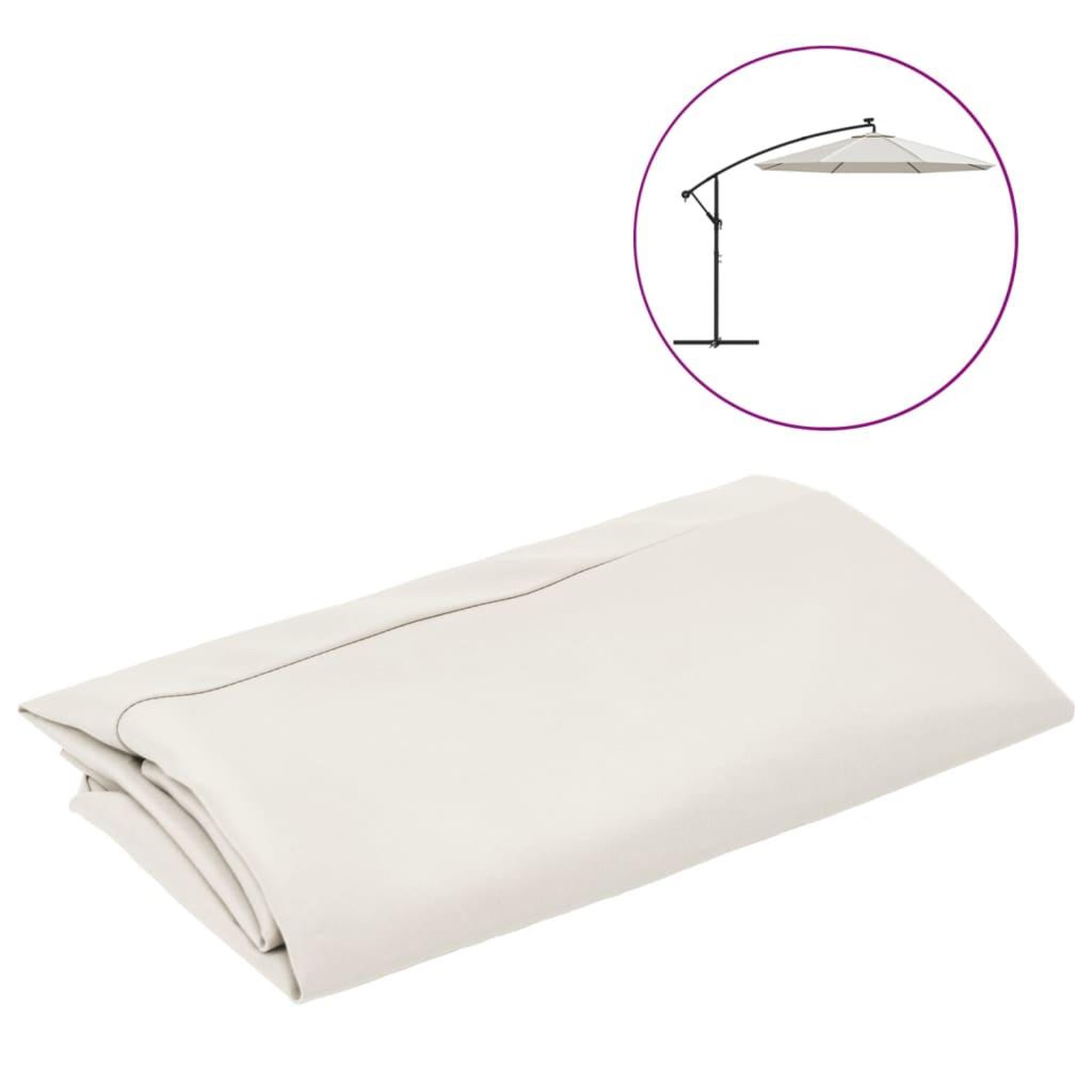 Voir la diapositive 2 : VIDAXL Tissu de remplacement pour parasol deporte Blanc sable 350 cm