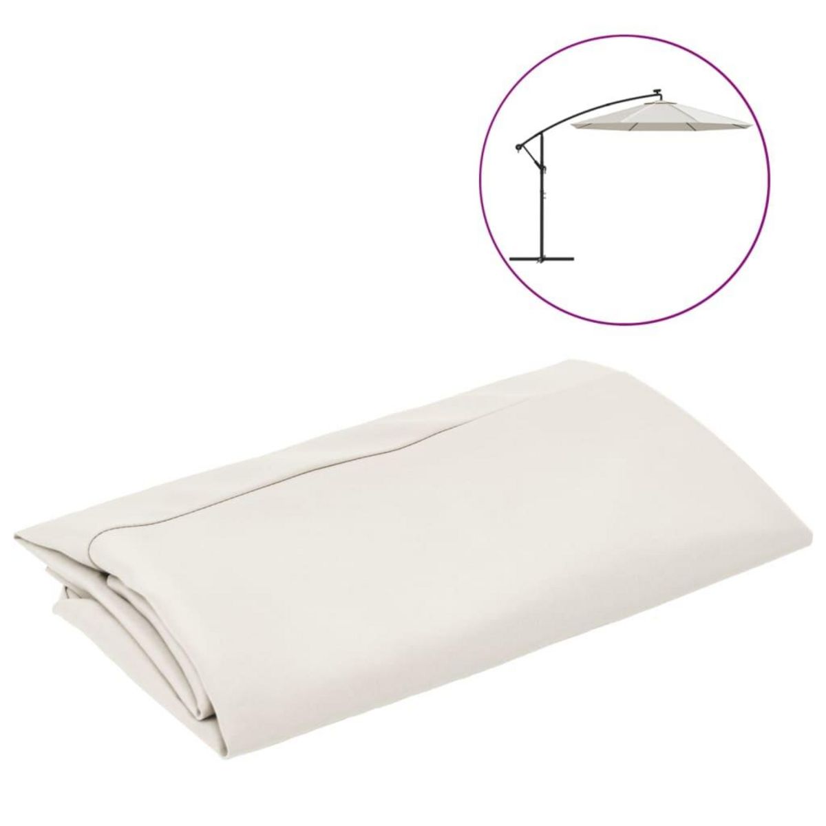 VIDAXL Tissu de remplacement pour parasol deporte Blanc sable 350 cm