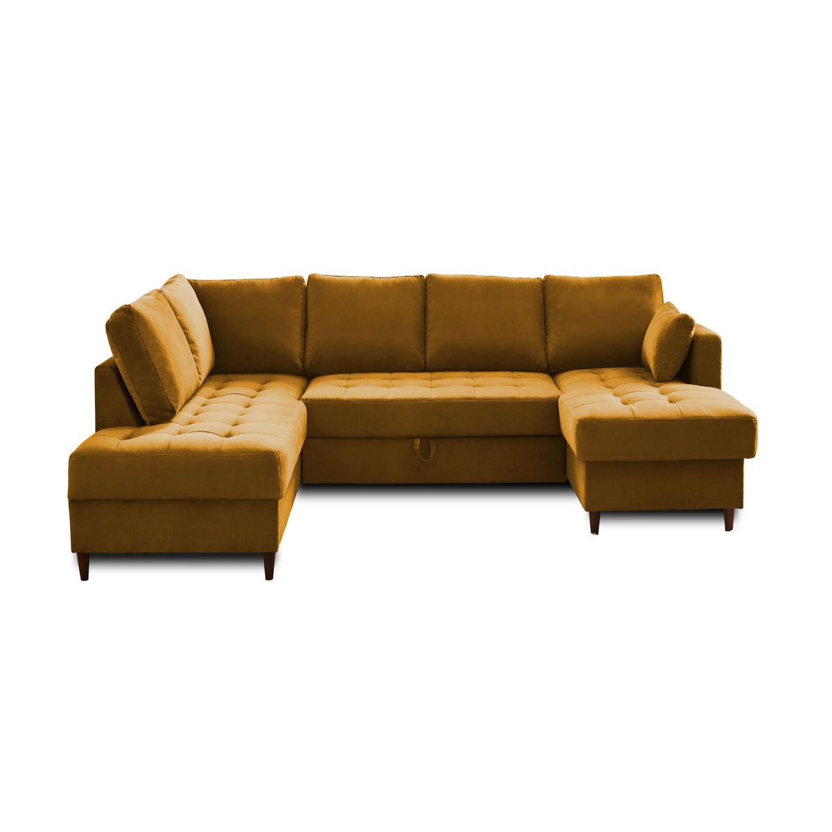 LISA DESIGN Anna - canapé panoramique d'angle gauche - 7 places - convertible avec coffre - en velours