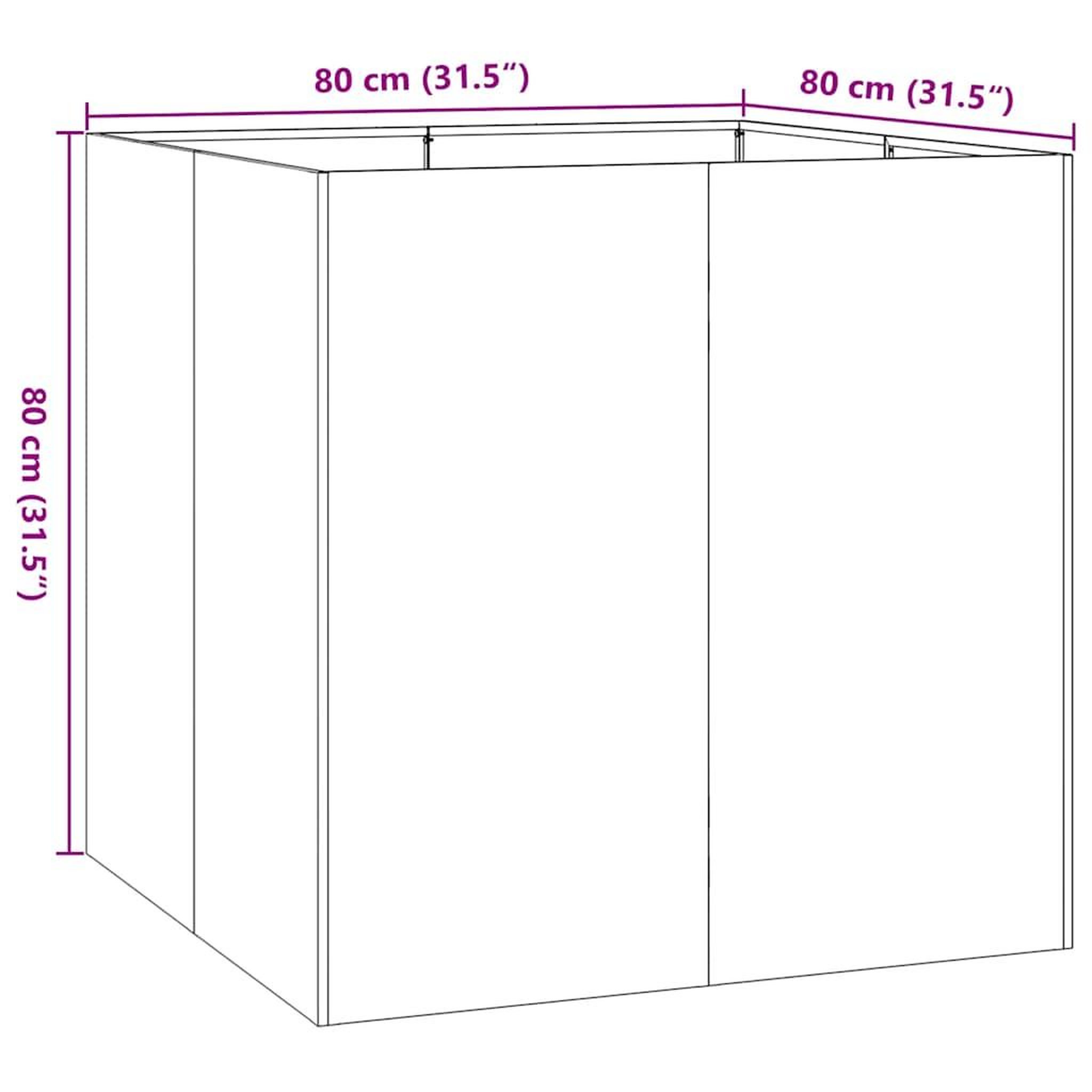 Voir la diapositive 6 : VIDAXL Jardiniere noir 80x80x80 cm acier