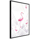 Paris Prix Affiche Murale Encadrée  Flamingos and Triangles. Coloris disponibles : Noir, Jaune