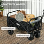Voir la diapositive 4 : OUTSUNNY Chariot de jardin 110L pliable 4 roues poignée télescopique réglable porte noir