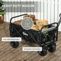 Voir la diapositive 4 : OUTSUNNY Chariot de jardin 110L pliable 4 roues poignée télescopique réglable porte noir