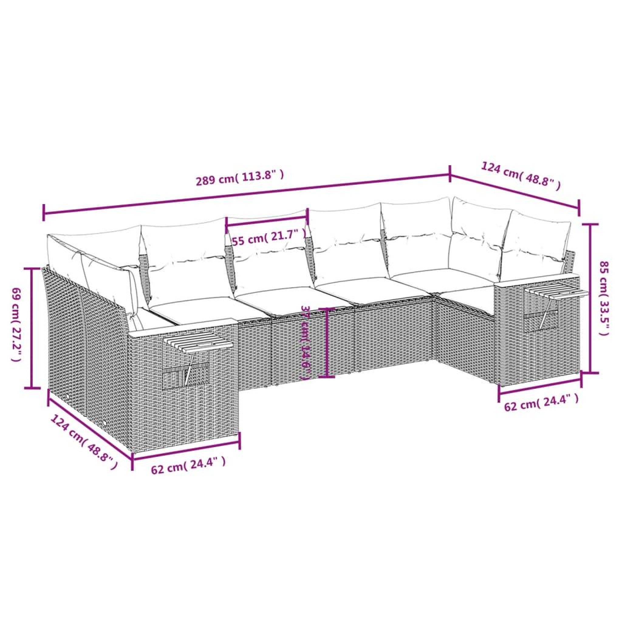 Voir la diapositive 4 : VIDAXL Salon de jardin avec coussins 7 pcs gris resine tressee