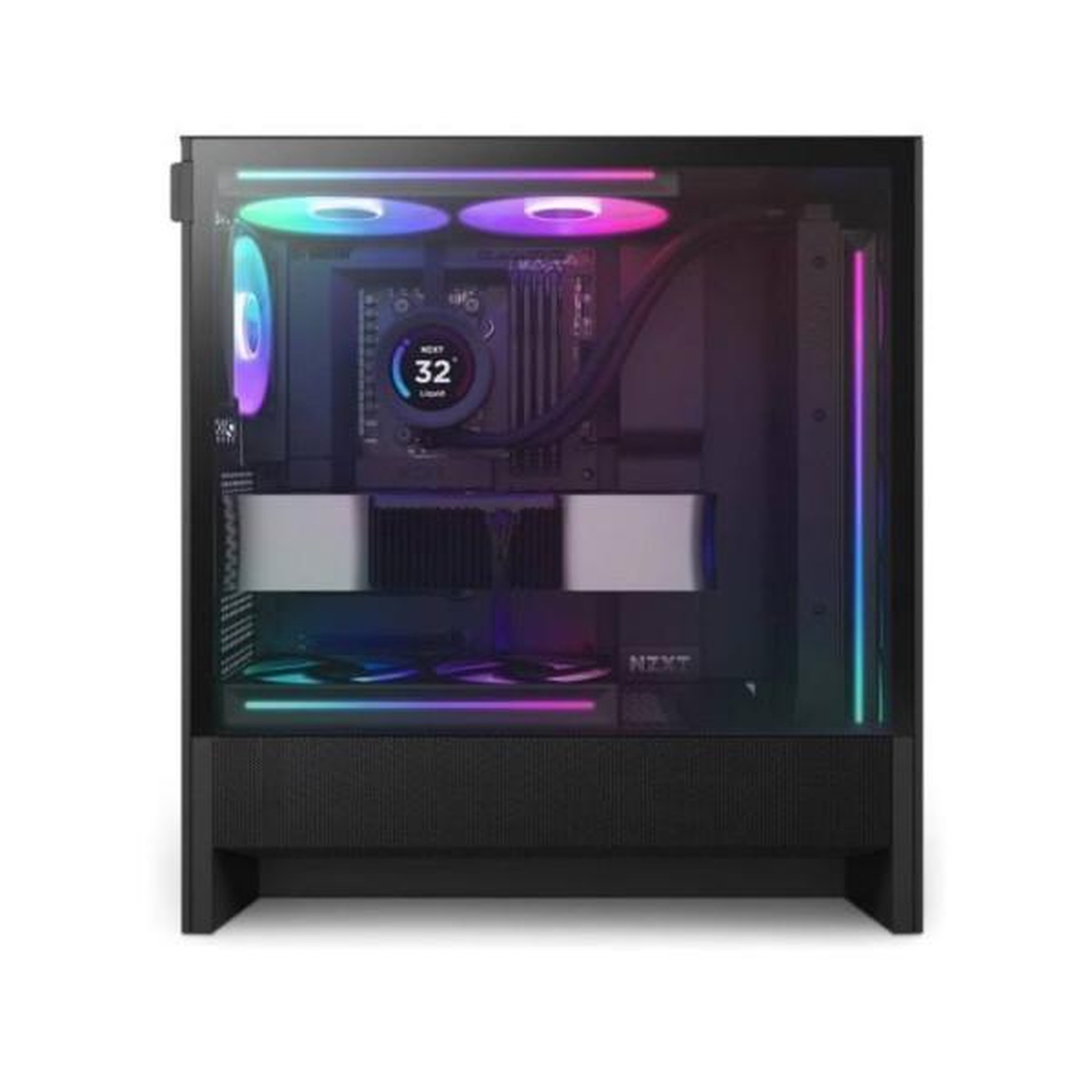 Voir la diapositive 5 : NZXT Boitier moyen-tour compact atx - nzxt - cc-h52fb-r1 - h5 flow rgb avec ventilateurs rgb inclus - noir