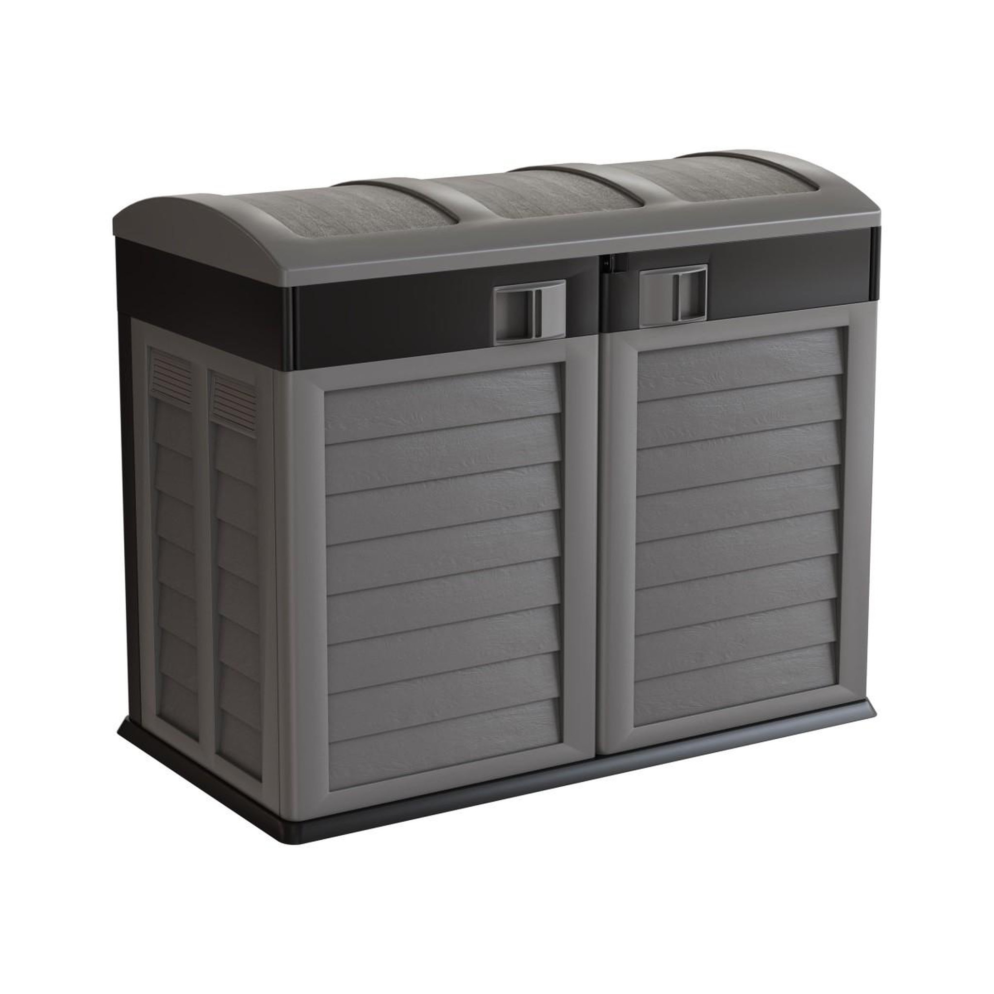 Voir la diapositive 6 : INTEC Coffre de jardin 2 portes + couvercle gris - tri sélectif extérieur 146 x 87 x h119 cm abri poubelle 1500l intec