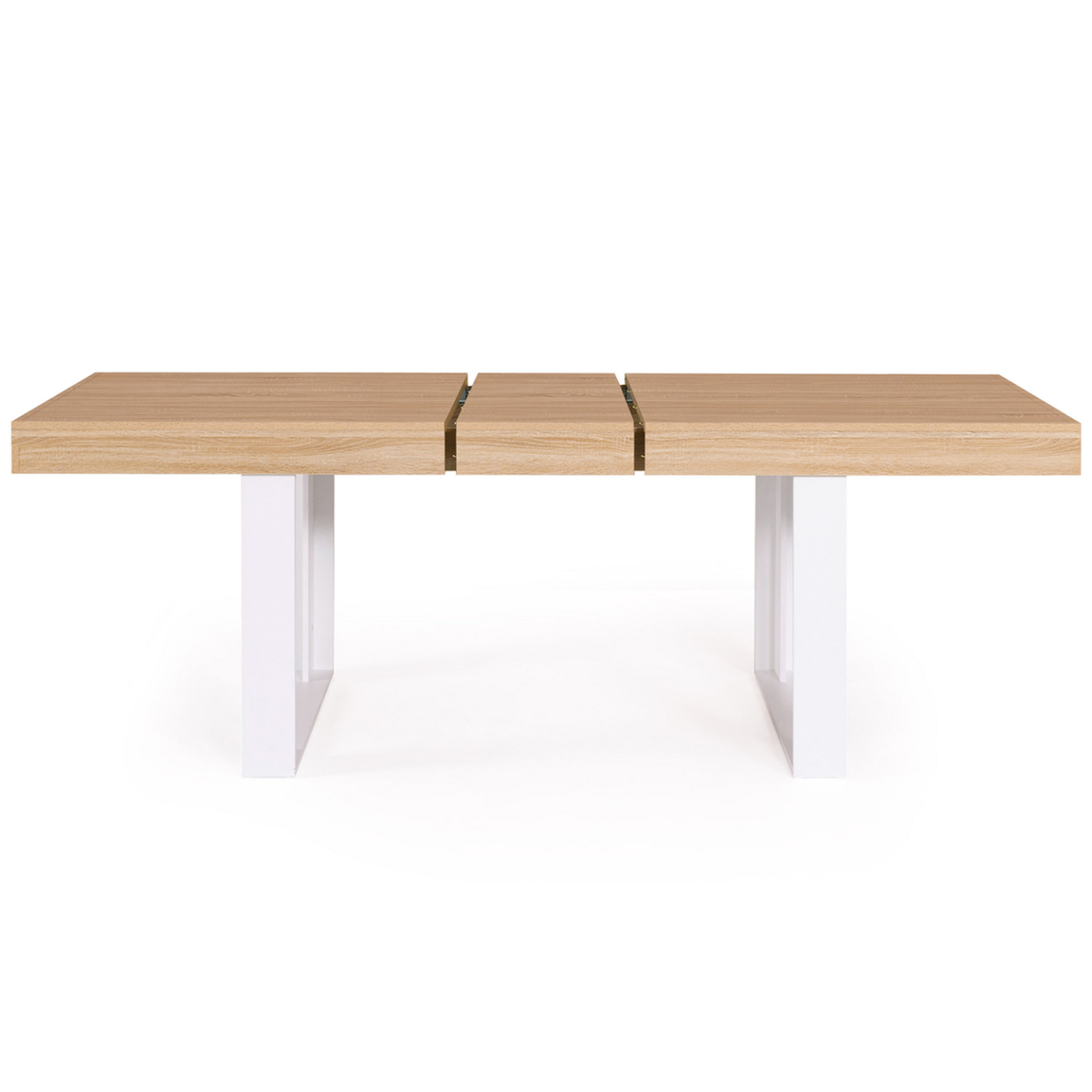 ID MARKET Table à manger extensible rectangle PHOENIX 4-8 personnes bois et blanc 160-200 cm